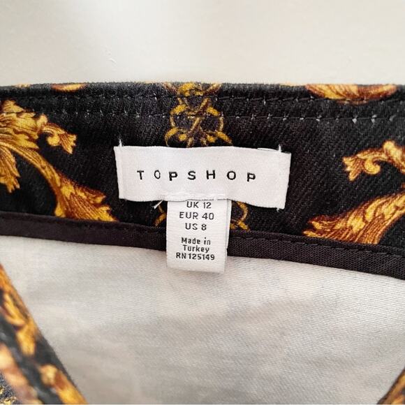 Topshop Chain Print Black Denim Dress Zipper Front - Picture 5 of 6